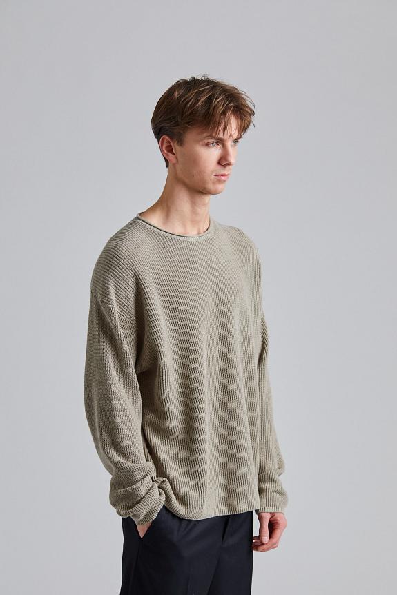 Filippa K Relaxed Linen Sweater Moss Grey-1
